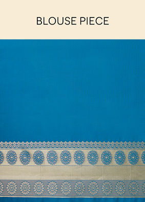 Royal Blue Paisley Bordered Saree image number 5